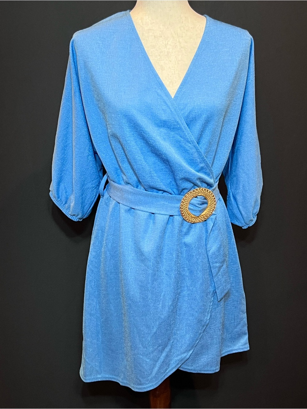 Quiz Medium Blue Mini Wrap Dress with Belt